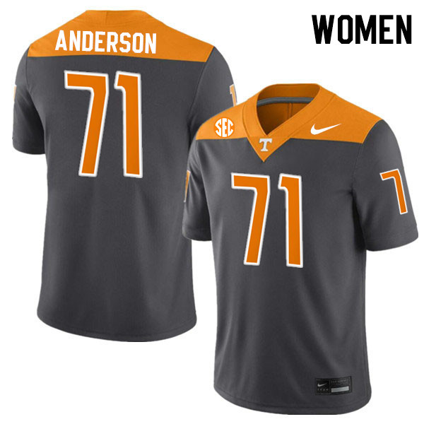 Women #71 Max Anderson Tennessee Volunteers College Football Jerseys Stitched-Anthracite